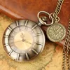 Pocket Watches Vintage Bronze Roman Numal Marker Quartz Watch With Necklace Movement Gift Pendant Clock för Mlae Kids Relogio Saati