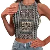 Per donna Canotte Tribale polinesiano Totem hawaiano Tatuaggio Stampe Hawaii Grigio Vintage Top Donna Senza maniche Schiena scoperta Ombelico Seta ghiacciata Liscio