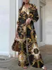 レディースパンツカジュアルルーズビンテージ印刷2PCSパンツスーツサイドスリットロングシャツ女性服ワイドレッグズボン通勤パンツセット