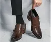 Dress Shoes Men's Wedding Fashion Slim Fit Pointed High Heel Pullover Breathable Leather Classic Vintage Shoe