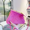 Designer Hairbags Clutch Bag Metal Hemming äkta ledare New Fashion Women Handväskor Damer Single Shoulder Messenger256R