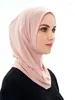 Roupas étnicas Cor Simples Mulheres Muçulmanas Turbante Jersey Hijab Stretch Scarf Islâmico Sob Bonnets Árabe Capa Completa Headwraps Amira Femme
