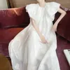 Casual Dresses Women's French White Flying Sleeves Silk Dress Jacquard Loose-Fitting Long High-Grade Elegant Summer 2024