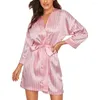 Damen-Nachtwäsche, Damen-Nachthemden, Seidensatin-Robe, Nachthemd, weiblich, gestreift, SleepDress, Sleepshirt, ärmellose Nachtwäsche, Homewear-Pyjama