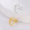 Anello geometrico rettangolare Anello in oro giallo 14k con coppia minimalista Anelli per coppie 2024 Regalo di gioielli per feste per donne Uomini Novità