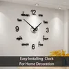 Zegary ścienne duże 3D DIY zegar nowoczesny design akrylowy cichy zegarek naklejka na salon duży czarny wystrój domu gpf50yh