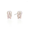 Boucles d'oreilles en argent pur S925, petites perles fraîches incrustées, crochet d'oreille, vente en gros pour femmes, LB128