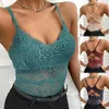 Camisoles réservoirs femmes Sexy dentelle haut court été voir à travers Camisole sans manches Bustier fille col en V gilet fête Bralette soutien-gorge 2024