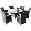 Uteplatsen Set utomhus korgutplatsmöbler set moderna bistro set pe rattan stol konversation matsatser (runda bord med 6 sits)