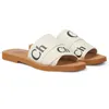 Designer woody sandalen dames muilezels platte slides Lichtbruin Beige Wit Zwart Roze kant belettering stof canvas pantoffels dames meisjes zomer strand buitenschoenen