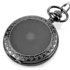 Pocket Watches Carved Sky Full Of Stars Gun Black Men's Hand Wind Mechanical Watch With Fob Chain Roman Num Ratten Trevlig Xmas gåva