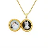 Necklaces Duoying Pet Memorable 27mm Pendant Enamel Color Moon Round Photo Box Color Printing Photo Stainless Steel Necklace Gift