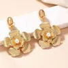 Studörhängen Post Big Flower Earring Women Girls Gifts Gold Plating Vintage Fashion Jewelry Party Gift 2024 Style