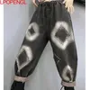 Jeans da donna Primavera 2024 Donna Vintage Personalizzato Lavato Vecchio Elastico Allentato In Vita Moda Streetwear Distress Denim Harem Pants