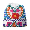 Berets Blue Mexican Embroidered Flowers Washed Thin Bonnet Cycling Casual Beanies Protection Men Women Hats