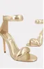 Sandálias 2024 fino salto alto simples mulheres ouro verão strass estilo conciso uma cinta sexy baile senhoras sapatos de festa