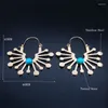 Boucles d'oreilles Boho Vintage en perles bleues pour femmes, boucles d'oreilles géométriques en acier inoxydable, couleur or, fleur, bijoux ethniques, cadeau E9367S