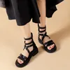 Sandaler Kvinnor Roman Flat Platform Strappy Wedges Heel Summer Gothic Punk Casual Basic Comfy Street Soild Shoes For Ladies