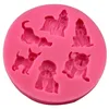 Baking Moulds Six Different Dog Shape Silicone Mold Chocolate Flip Sugar Cake Hand-decorated Drip Adhesive Ornaments