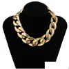 Cadenas Moda Exagerada Collar de cadena grande Mujeres Hombres Declaración Hip Hop Twisted Chunky Grueso CCB Cuban Link Gargantilla Joyería Gótica D DHKJ