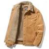 Männer Jacken Hohe Qualität 2024 Winter Plus Samt Jacke Cord Werkzeug Casual Parka Koreanische Mode Einfarbig Baumwolle