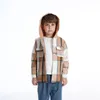 Baby Kids Shirts Plaid Boys Clothes Girls Coats Long Sleeved Hooded T-Shirts Children Toddler Tops Cardigan Autumn Spring Youth Clothing Turn Down Col Z264#