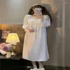 Women's Sleepwear Vintage French Style Court Dress Sexy Women Square Collar Pajamas White Princess Homewear Sleeping Gown Loungewear