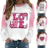 Dameshoodies Valentijnsdag Sweatshirt zonder capuchon met lange mouwen Heldere fleece top Dames joggingoutfits Set Grote jongens hoodie met rits