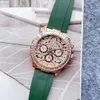 Reloj clásico de lujo para hombre, 40mm, funcionalidad completa, correa de goma de cuarzo automática, marco de acrílico con estampado de leopardo, esfera de taladro pequeño