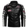 Heren Jassen Heren Vintage Motorjas 2024 Mannen Mode Biker Leer Mannelijke Borduren Bomberjas Winter Pu Overjas