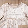 In Stock Flower Girl Dresses Baby Veet Tassel Princess Dress 6M-5Y Toddler Kids Children Spring Fall Casual Long Sleeve Party Pagean Dhyhz