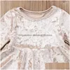 Robes de fille de fleur bébé Veet gland robe de princesse 6M-5Y enfant en bas âge enfants enfants printemps automne décontracté fête à manches longues Pagean Dhyhz