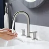 Bathroom Sink Faucets Modern 2 Handle 3 Hole Brushed Nickel Widespread Faucet Commercial Lavatory Vanity