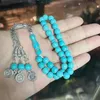 ディスプレイTasbih Bule Turquoise Stone 33 Prayer Beads Muslim Gift Turkish Fashion Misbahaイスラムロザリオアラビアブレスレット