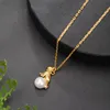 Necklaces Real 925 Sterling Silver Shell Pearl Cat Pendant Necklace Women Luxury 18k Gold Plating 2022 New Arrival Female Fine Jewelry