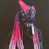 Cyberpunk Mask Futuristic Techwear Halloween Cosplay Helmet Decor with Light and Dirty Braid Japanese Warrior Style Knight Sty 240122