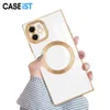 CASEiST Luxo Quadrado Anel Magnético Capas de Celular Galvanizado Coração Cores Slim Soft TPU Capa Protetora Para iPhone 15 14 13 12 11 Pro Max Plus Samsung