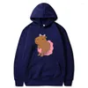 Sweat-shirt à capuche pour hommes, Kawaii, décontracté, dessin animé Capybara Y2k, e-girl des années 90, Hip Hop, Vintage, pull, veste, sweat-shirt kangourou