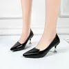 Dress Shoes 2024 Women Pumps High Heels Black Red Patent Leather Pointed Toe Sexy Wedding Party Plus Big Size 34-41 Zapatilla Mujer