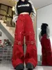 Jeans da uomo Retro Red Heavy Industry Design con cinturino impiombato Feeling Autunno High Street da donna Pantaloni larghi e slim a gamba larga Slam