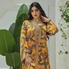 Etniska kläder Eid Mubarak eleganta muslimska kvinnor abayas diamanter tryckt klänning Turkiet Arab Kaftan Party Marockan Robe Jalabiya Caftan Dubai