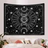 Tapisseries 1pc Tapisserie psychédélique vibrante de soleil et de lune utilisée pour la décoration de la chambre avec tenture murale à motif de mandala noir et blanc