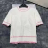 Designer Damen Strick-T-Shirts y2k kurzärmelige Luxus-G-T-Shirts Pullover Pink White Print Marken-Damenbekleidung