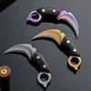 Mini Claw Knife Neychain Hanger Karambit Fruit Survival Knife EDC Pocket Outdoor Tools Camping Portable Fixed Blade Self Defense Knife