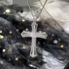 Pendant Necklaces Huitan Hip Hop Cross Necklace for Women with Dazzling CZ Stone Luxury Silver Color Cool Neck Accessories Party Trendy Jewelry YQ240124