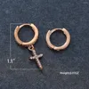 Stud Earrings Punk Cross Buckle Ear Clip Cool Rose Gold Sliver Color Asymmetrical Design For Women Exquisite Banquet Party Jewelry