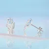 Stud Oorbellen Zelf Product 925 Sterling Zilver Blue Sky Charms Rose Blossom Fijne Sieraden Maken Fit Origineel Verjaardagscadeau Persoonlijk