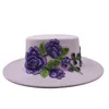 Berets Flower Fedora Women's Hat Elegant Embroidery Patch Felt French Flat Top Autumn/Winter Wedding Party