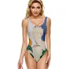 Maillots de bain pour femmes SOJINM Summer One Piece Maillot de bain Femmes Impression abstraite Monokini Patchwork O-Cou Sexy Beach Maillot de bain 6XL