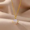 Pendant Necklaces Evil Eye Sun Necklace for Women Gold Color Chains Stainless Steel Zircon Square Planet Pendant Choker Necklaces Jewerly Gift